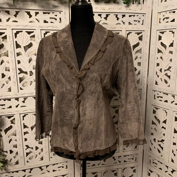 Think Tank Jackets & Blazers - THINK TANK BROWN GENUINE SUEDE LIGHT JACKET